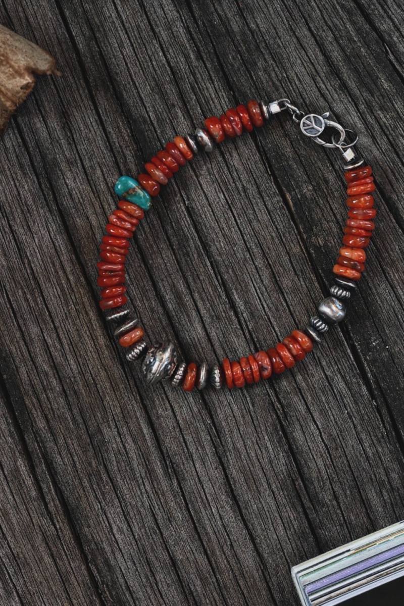 Bracciale Nuovi Arrivi – Corniola, Turchese Naturale e Argento 925