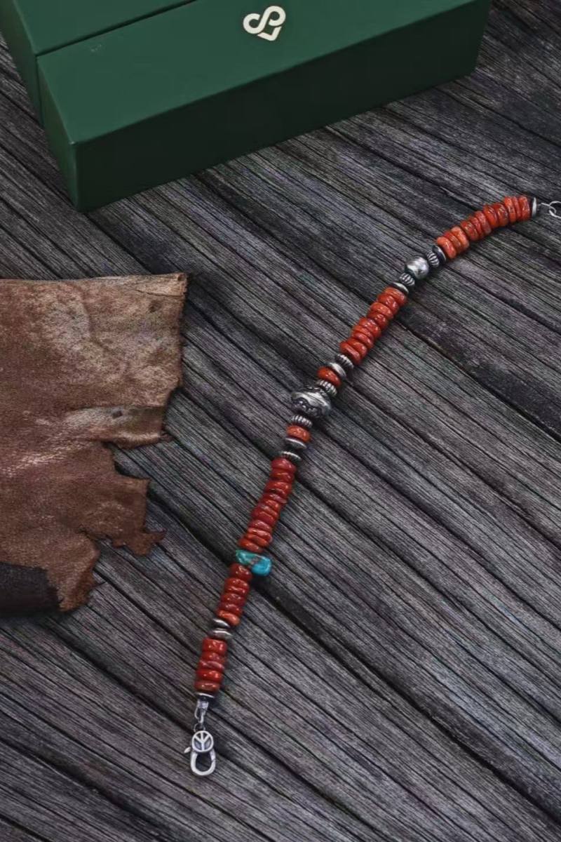 Bracciale Nuovi Arrivi – Corniola, Turchese Naturale e Argento 925