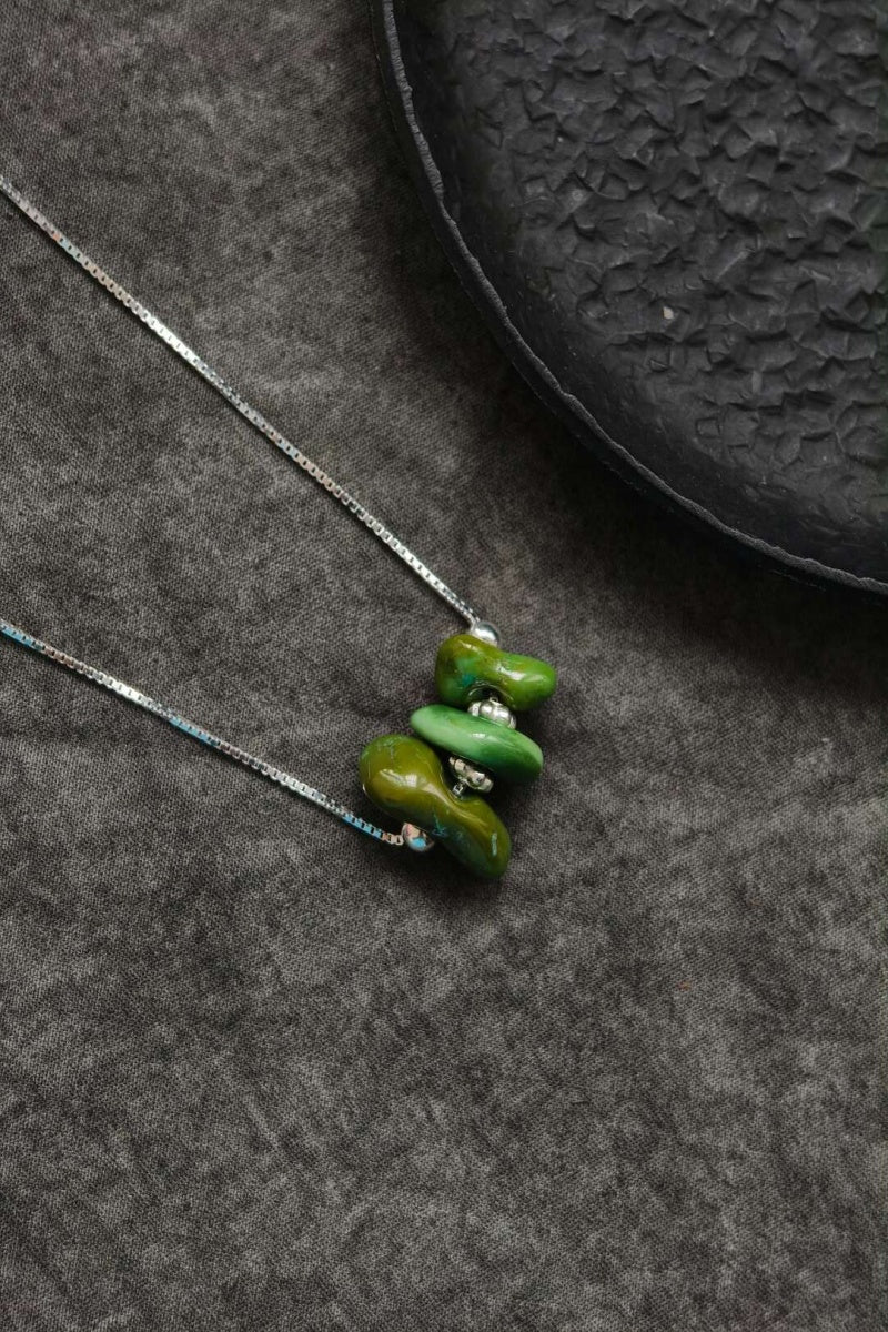 Collana tibetana in turchese naturale e argento 925 | Ly·coure del Tibet