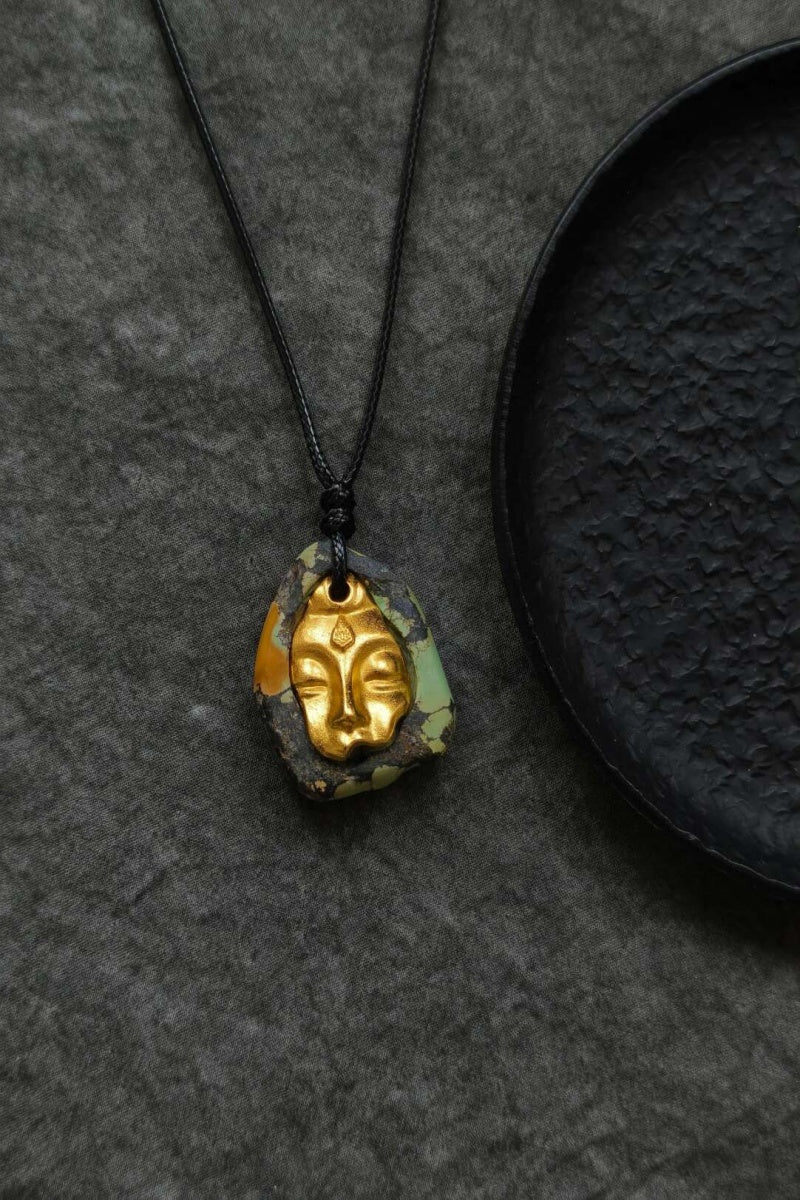 Collana tibetana con turchese naturale e ciondolo del Buddha | Ly·coure del Tibet
