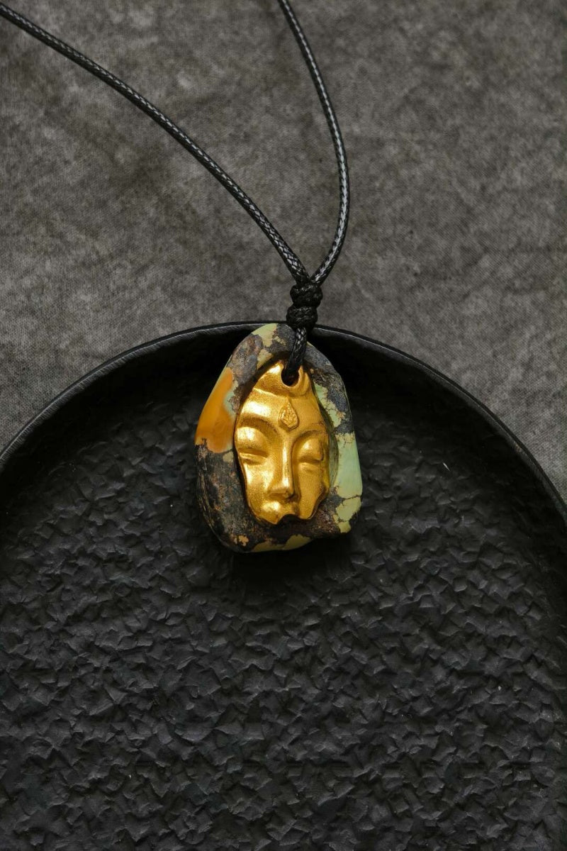 Collana tibetana con turchese naturale e ciondolo del Buddha | Ly·coure del Tibet