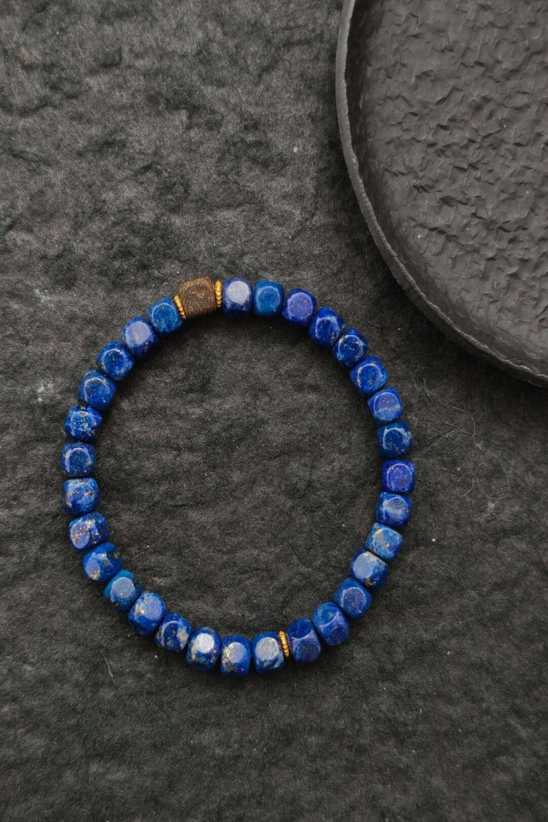 Bracciale in lapislazzuli e legno di agarwood Kyara — Misura 15 | Ly·coure del Tibet