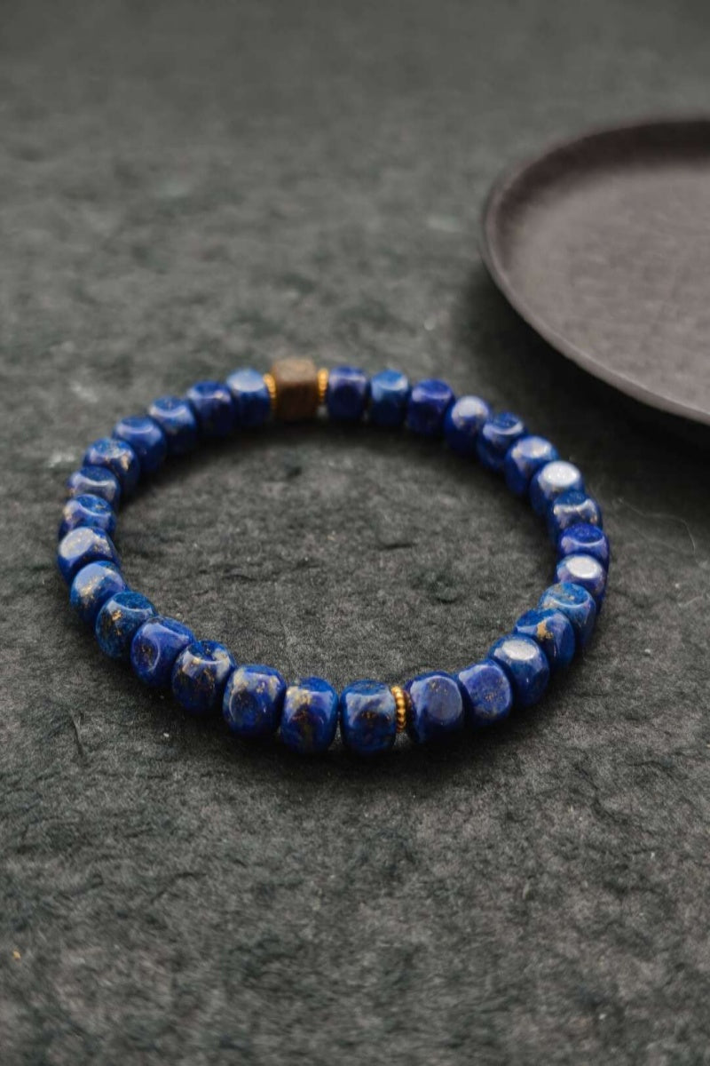 Bracciale in lapislazzuli e legno di agarwood Kyara — Misura 15 | Ly·coure del Tibet
