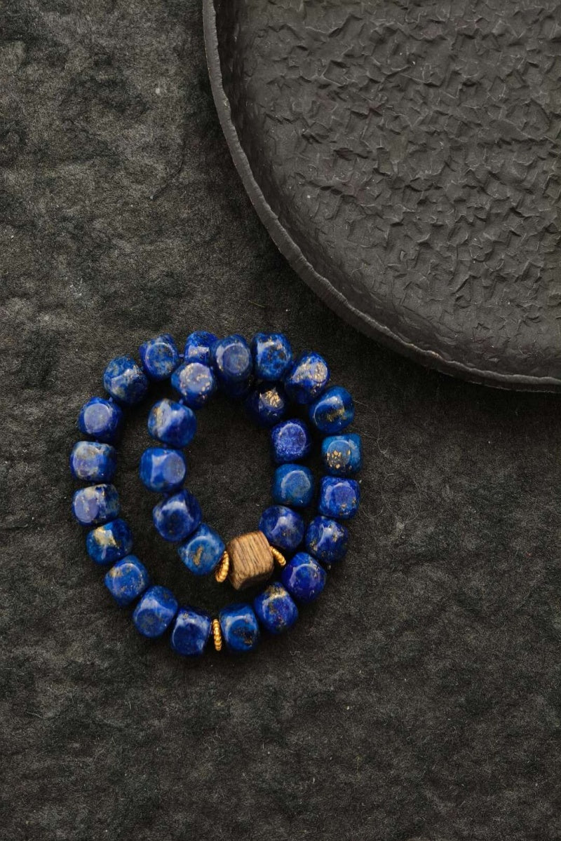 Bracciale in lapislazzuli e legno di agarwood Kyara — Misura 15 | Ly·coure del Tibet