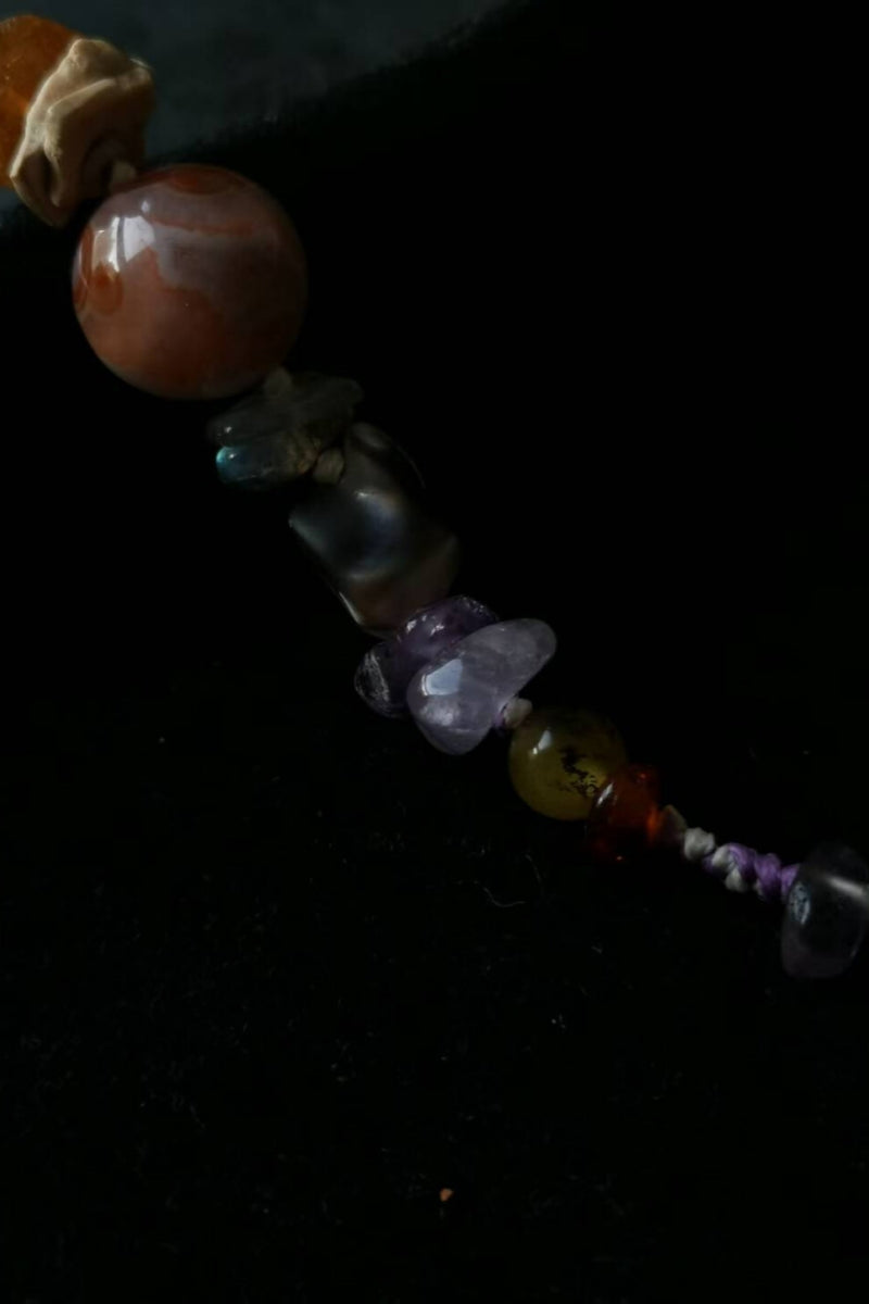 Bracciale Tibetano con Agata Multicolore Naturale - Tavolozza Terrosa Intrecciata a Mano in Argento 925