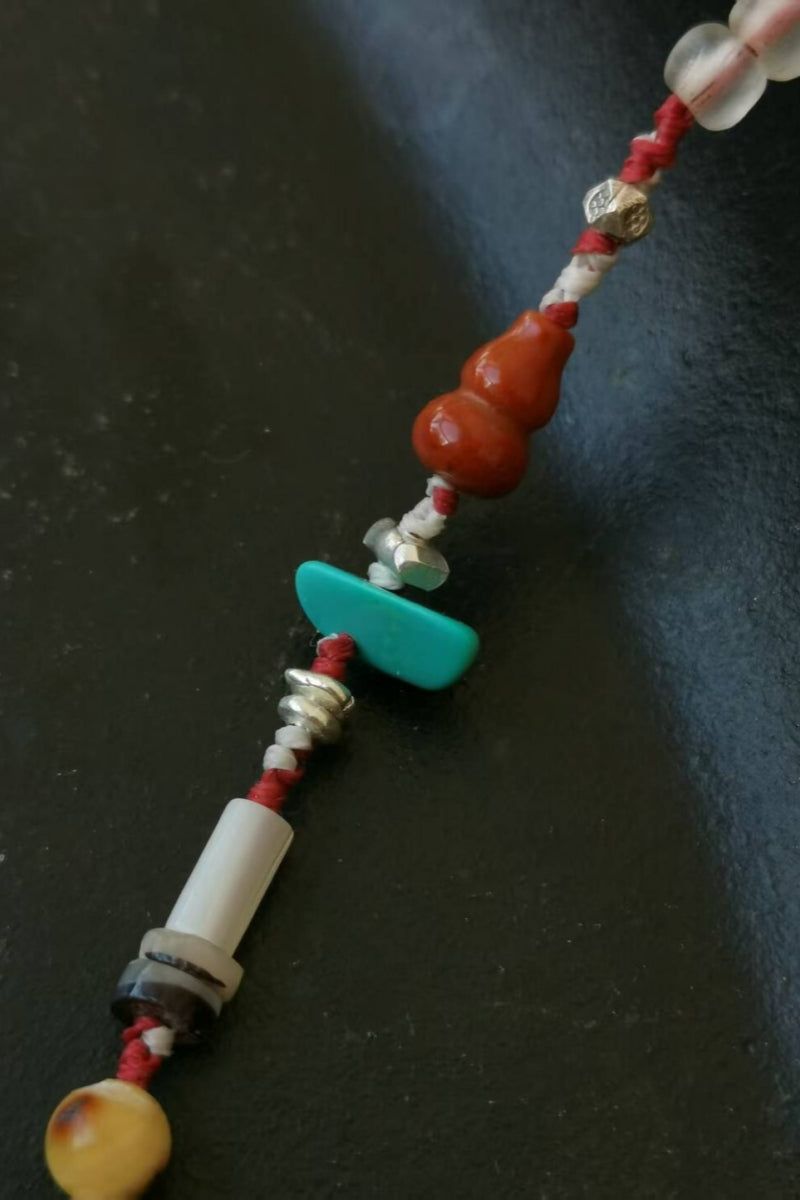 Bracciale Tibetano con Tre Energie: Turchese, Corallo Rosso e Agata - Lavorato a Mano in Argento 925