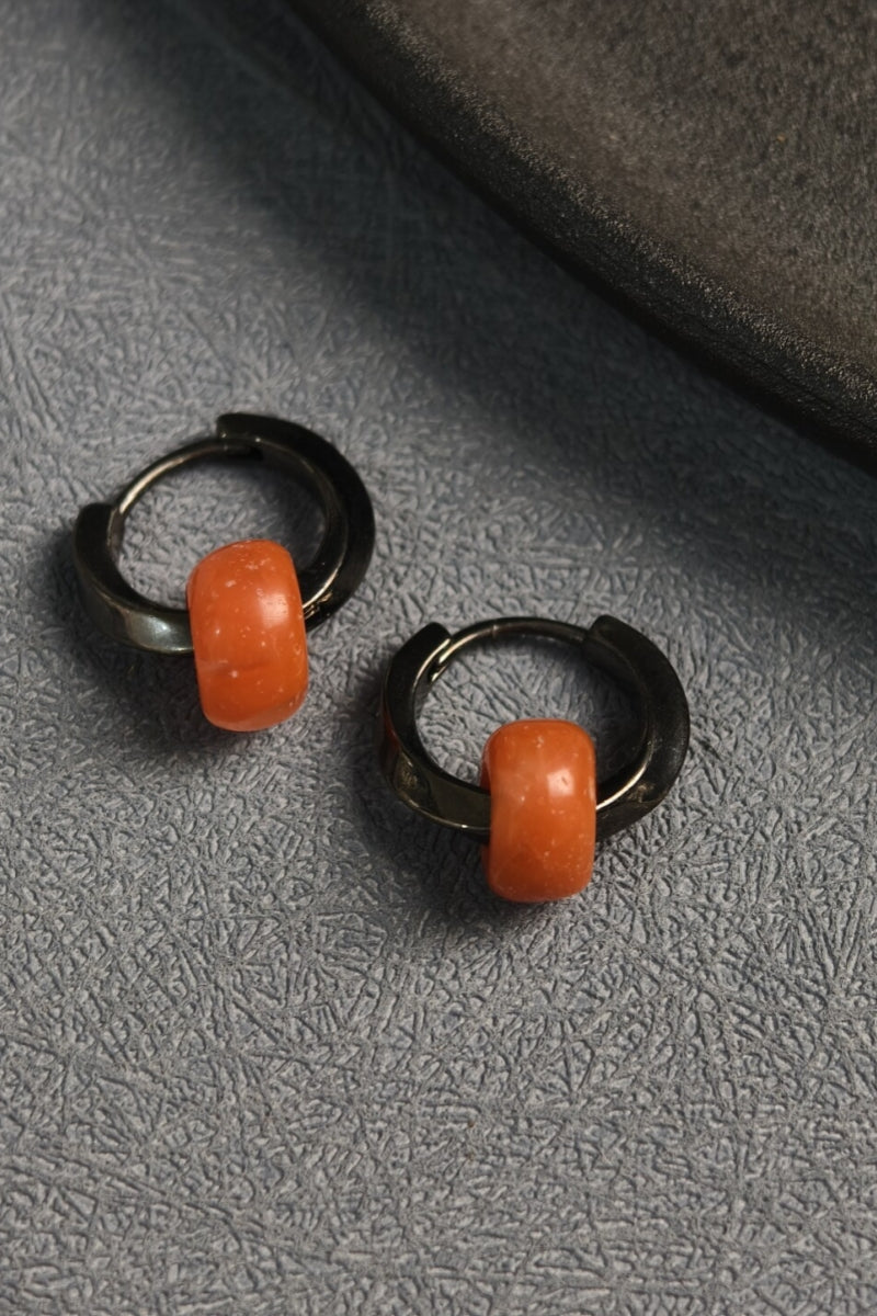 Orecchini Tibetani con Perla di Corniola Levigata - Il Sigillo della Perfezione - Gioiello Contemporaneo, Pezzo Unico