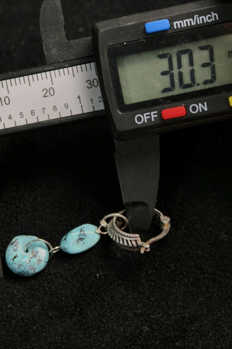 【Occhio del Lago Sacro】Orecchino Singolo Tibetano in Turchese | Design a Doppia Pietra “Tse Ring” | Cerchio in Puro Argento | Stile Tibetano Moderno