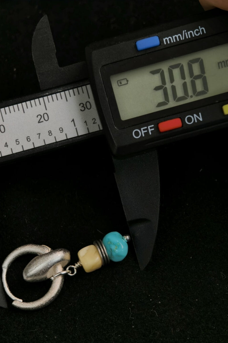 【Armonia d'Ambra】Orecchino Singolo in Argento 925 con Ambra Gialla e Turchese - Design Semplice ed Elegante Ispirato all'Equilibrio tra Calore e Freschezza