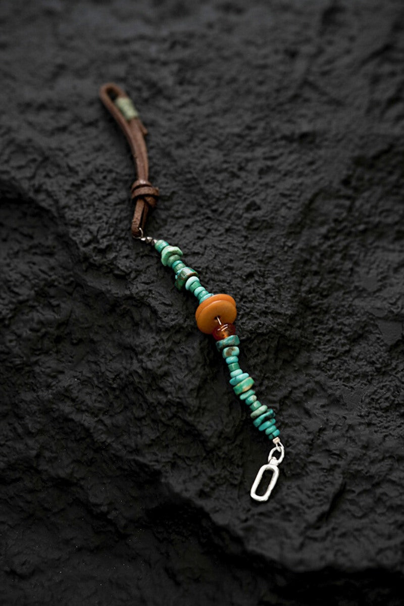 Oasi Turchese · Bracciale Intrecciato a Mano con Turchese, Corniola Gialla e Argento