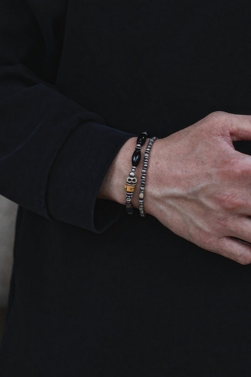 Bracciale Nuovi Arrivi – Onice Nero, Argento 925 e Osso di Yak