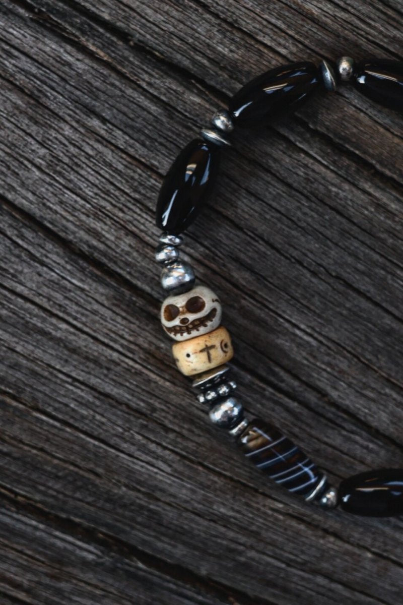Bracciale Nuovi Arrivi – Onice Nero, Argento 925 e Osso di Yak